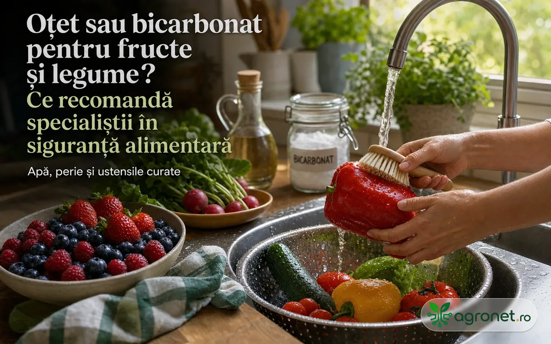 Oțet sau bicarbonat pentru fructe și legume? Ce recomandă specialiștii în siguranță alimentară