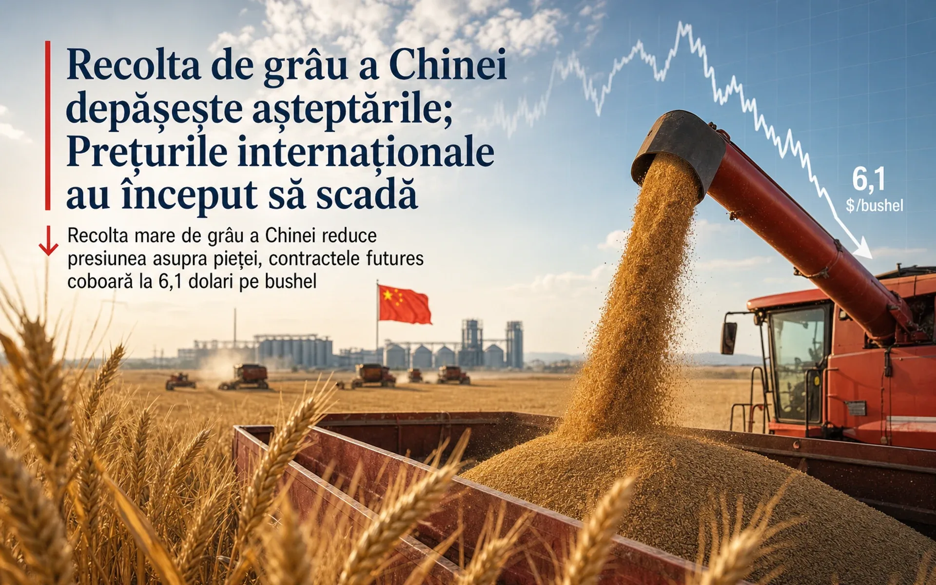 Recolta de grâu a Chinei depășește așteptările; Prețurile internaționale au început să scadă după noile date