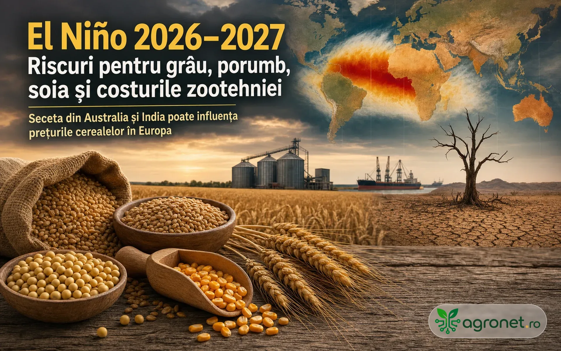 El Niño 2026–2027 – Riscuri pentru grâu, porumb, soia și costurile zootehniei