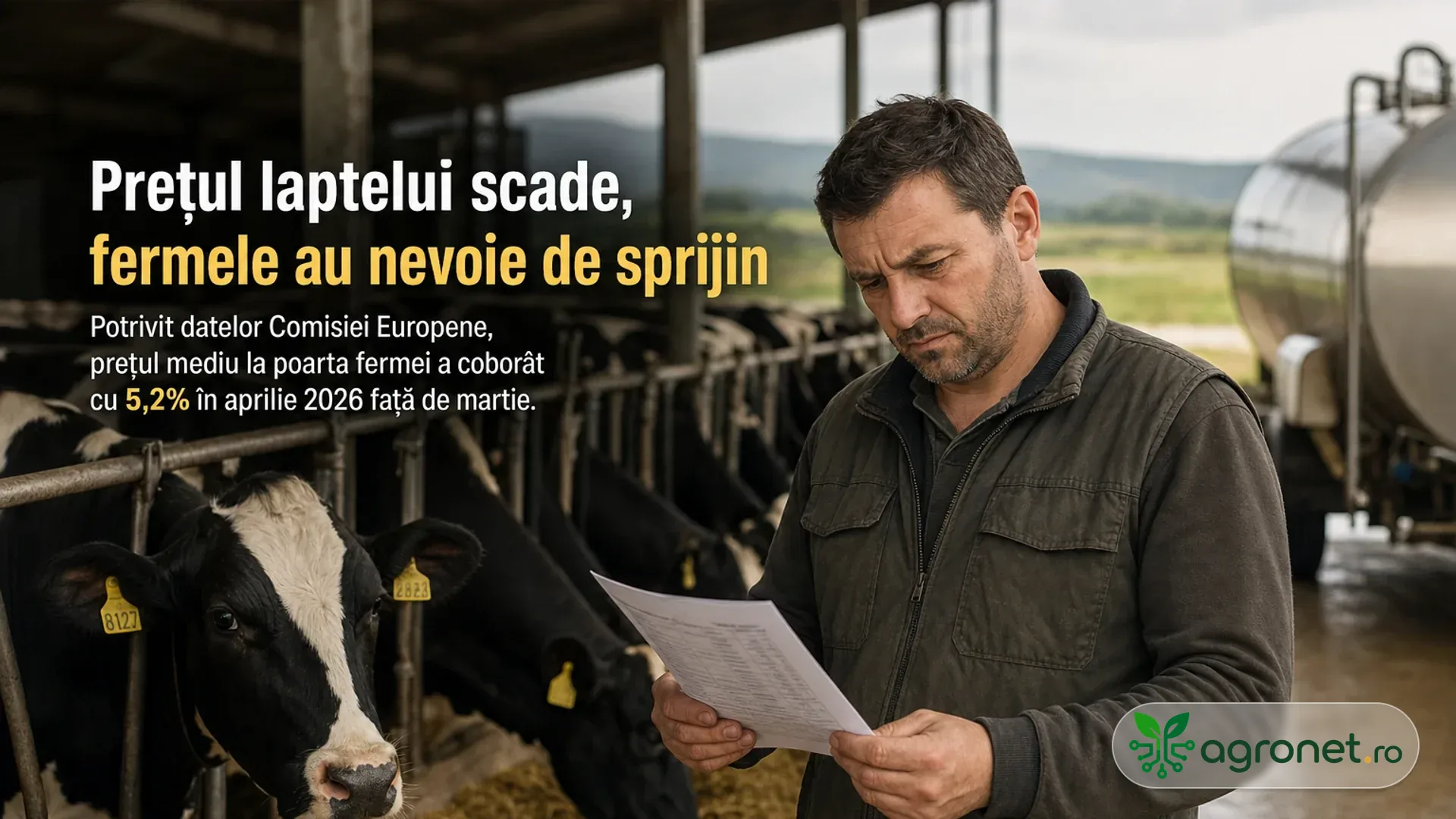 Crescătorii de vaci cer sprijin după scăderea prețului laptelui la poarta fermei