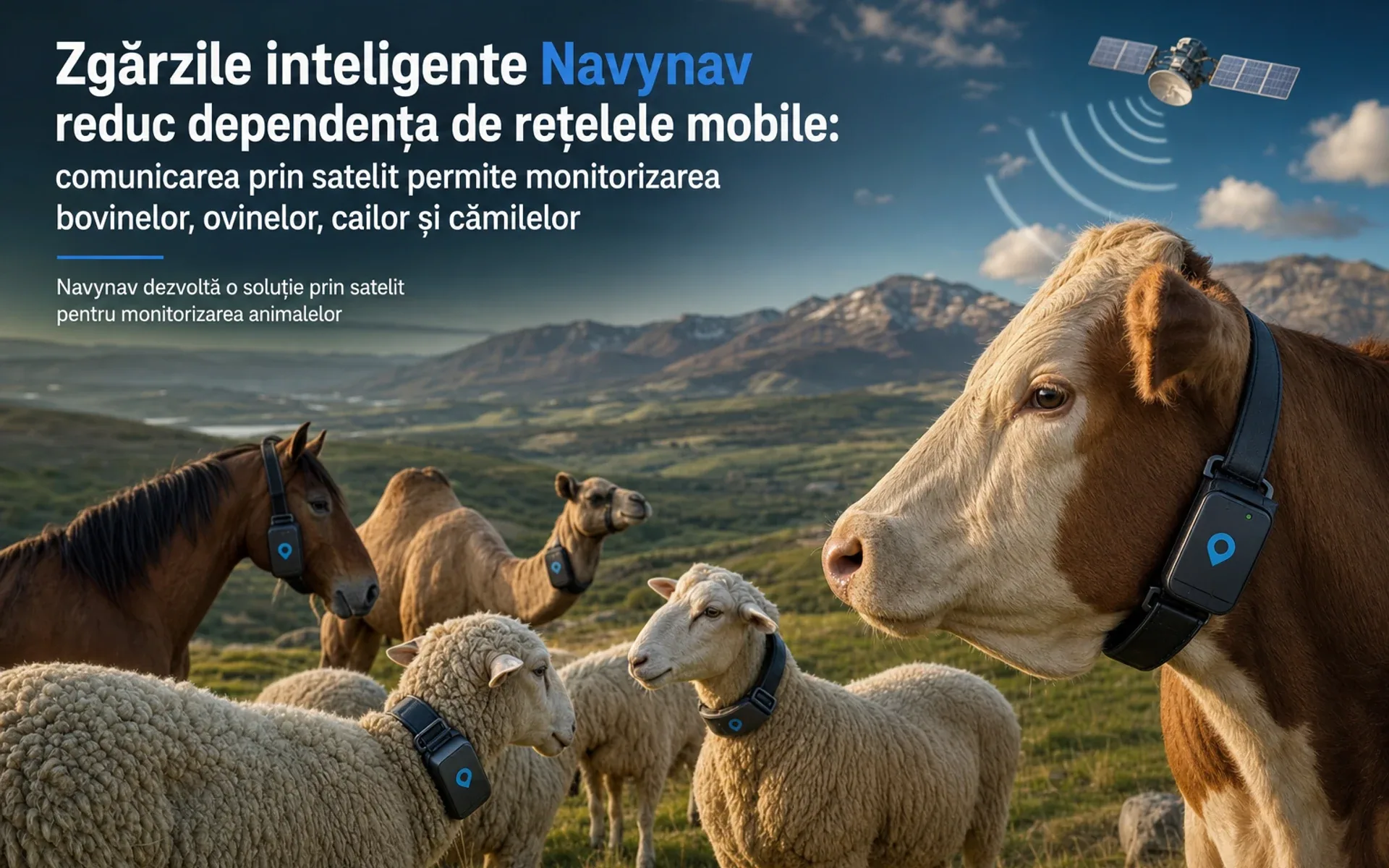 Zgărzile inteligente Navynav reduc dependența de rețelele mobile - comunicarea prin satelit permite monitorizarea bovinelor, ovinelor, cailor și cămilelor