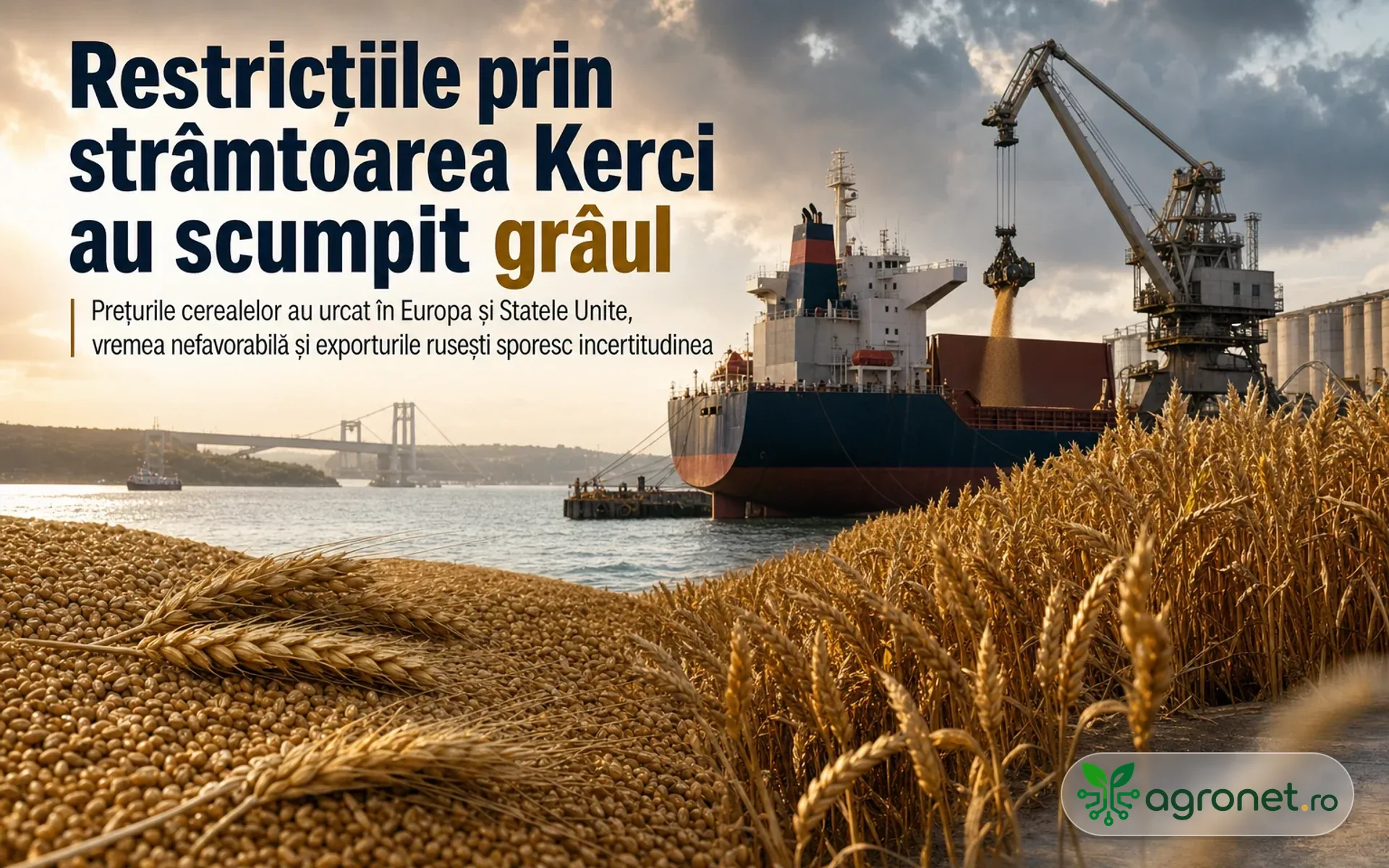 Restricțiile prin strâmtoarea Kerci au impulsionat prețul grâului – Estimările privind stocurile mondiale au fost reduse