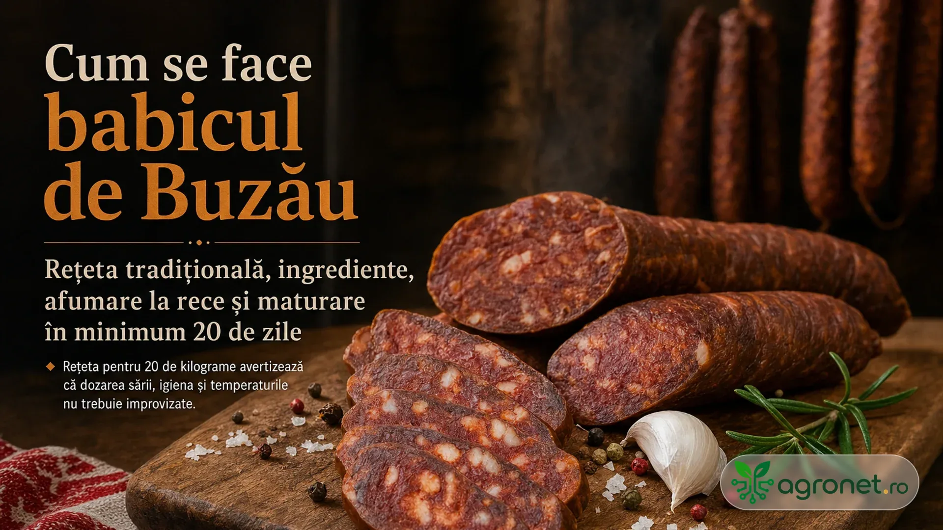 Cum se face babicul de Buzău – Rețeta tradițională, ingrediente, afumare la rece și maturare în minimum 20 de zile